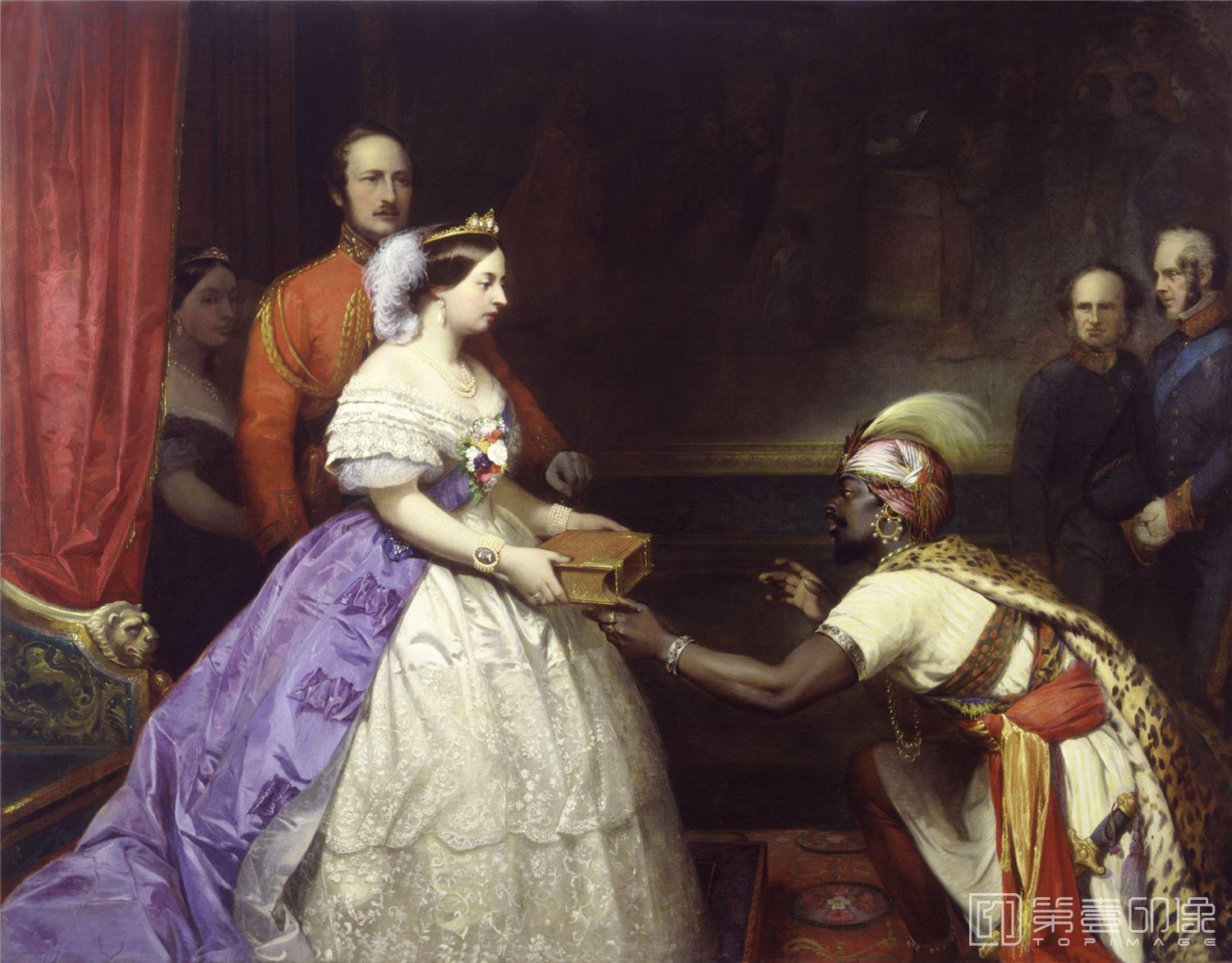油画-国家肖像艺术博物馆-The Secret of England's Greatness' (Queen Victoria presenting a Bible in the Audience Chamber at Windsor) by Thomas Jones Barker-1424